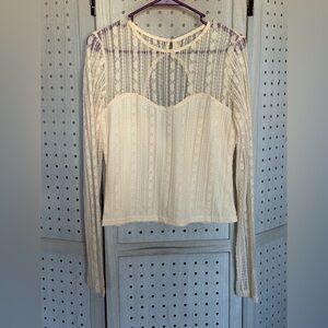 Lulu's Cream Lace Long Sleeve Blouse